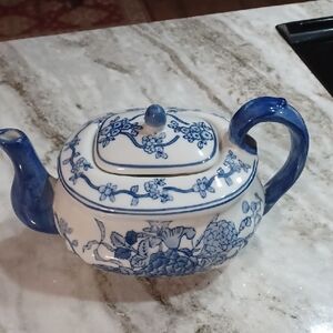 Classic Blue and White Ceramic Teapot